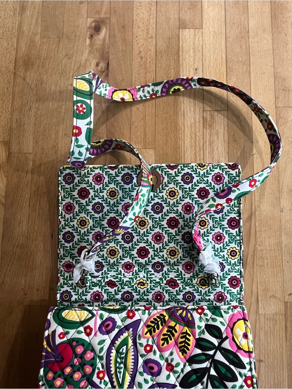 Quilted Floral Top-Handle Satchel in Multicolor - Picture 3 of 12